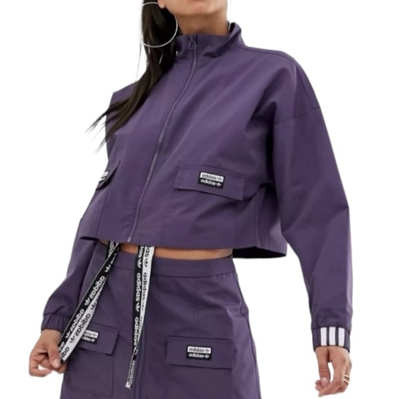 adidas Jackets & Blazers - ADIDAS WOMEN'S MOCK NECK RIPSTOP CROPPED JACKET PURPLE